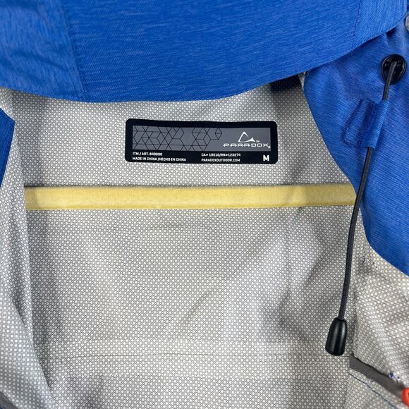 Paradox Full Zip Hooded Rain Jacket Mens XL Zip Pockets Lightweight Blue Coat - Picture 7 of 13